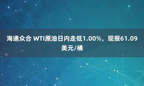 海通众合 WTI原油日内走低1.00%，现报61.09美元/桶