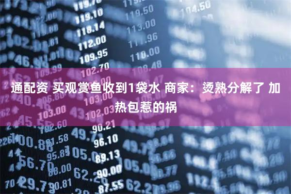 通配资 买观赏鱼收到1袋水 商家：烫熟分解了 加热包惹的祸