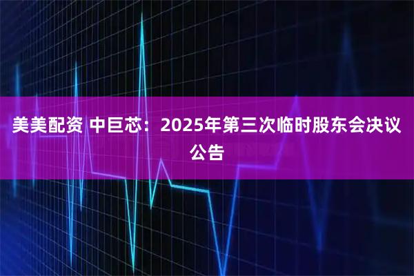 美美配资 中巨芯：2025年第三次临时股东会决议公告